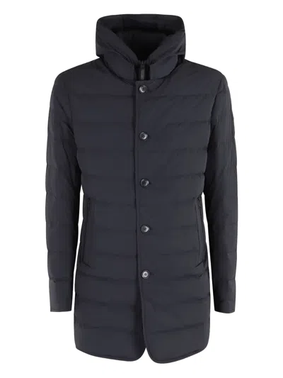 Duno Loft Hoody Button Coat In Blue