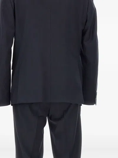 Manuel Ritz Double-breasted Peak-lapels Suit In Blue