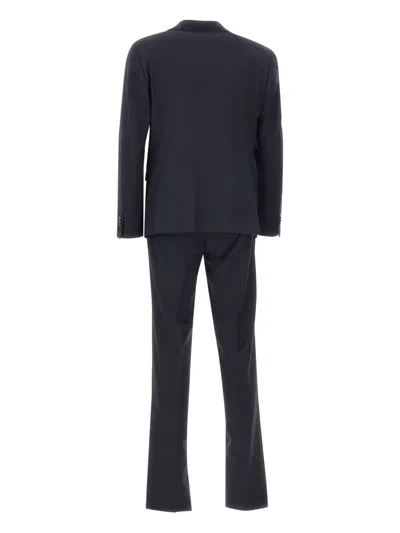 Manuel Ritz Double-breasted Peak-lapels Suit In Blue