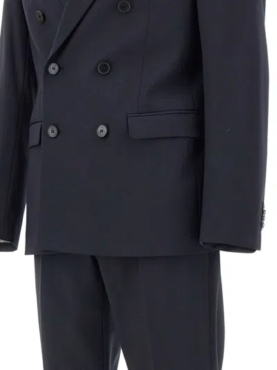 Manuel Ritz Double-breasted Peak-lapels Suit In Blue