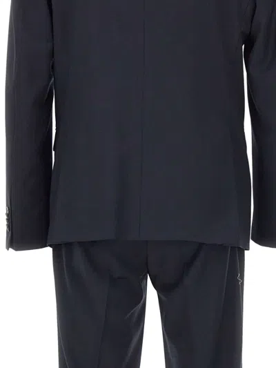 Manuel Ritz Double-breasted Peak-lapels Suit In Blue