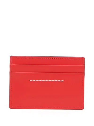 Mm6 Maison Margiela Orange Numeric Leather Card Holder In Red