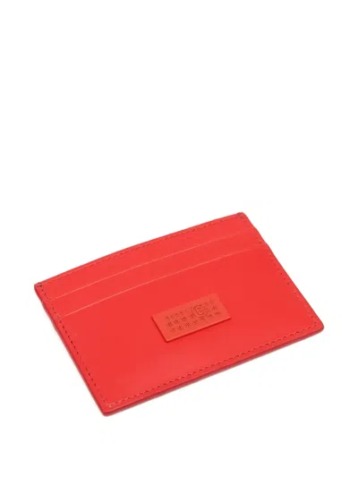 Mm6 Maison Margiela Orange Numeric Leather Card Holder In Red