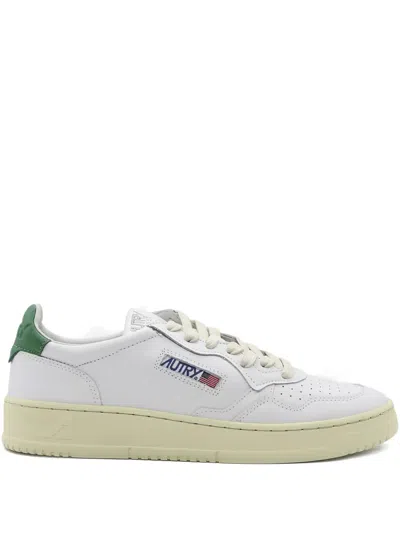 Autry Low-top Leather Sneakers With Perforated Upper And Contrasting Sole In White