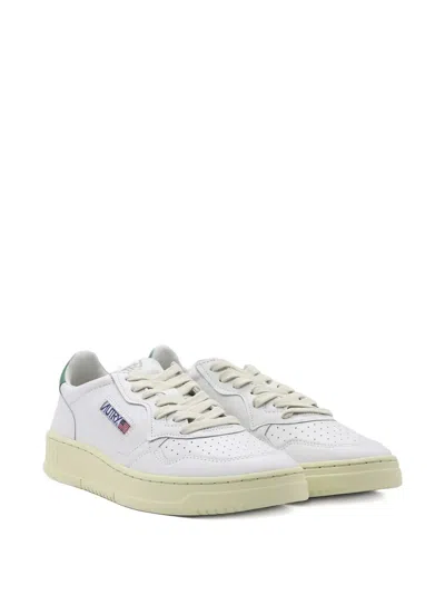 Autry Low-top Leather Sneakers With Perforated Upper And Contrasting Sole In White