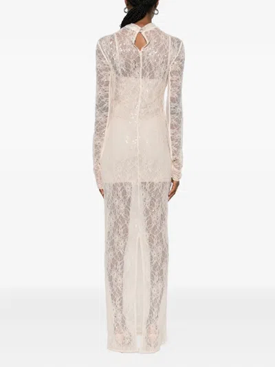 Patrizia Pepe Sequin-embellished Long-sleeve Dress In Neutral