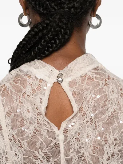 Patrizia Pepe Sequin-embellished Long-sleeve Dress In Neutral