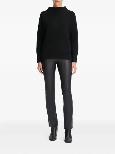 Vince Funnel Neck Pullover In Black