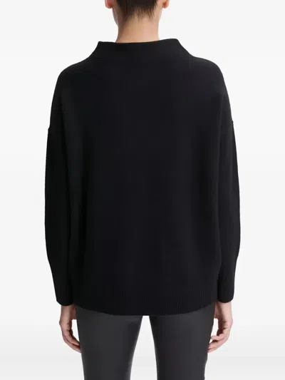 Vince Funnel Neck Pullover In Black