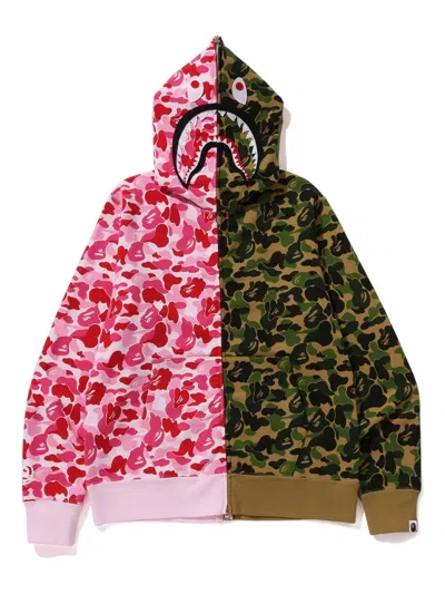 A Bathing Ape Abc Camo Separate Shark Full-zip Hoodie In Multi