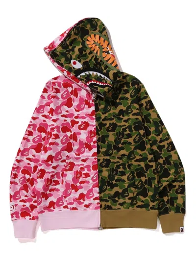 A Bathing Ape Abc Camo Separate Shark Full-zip Hoodie In Multi