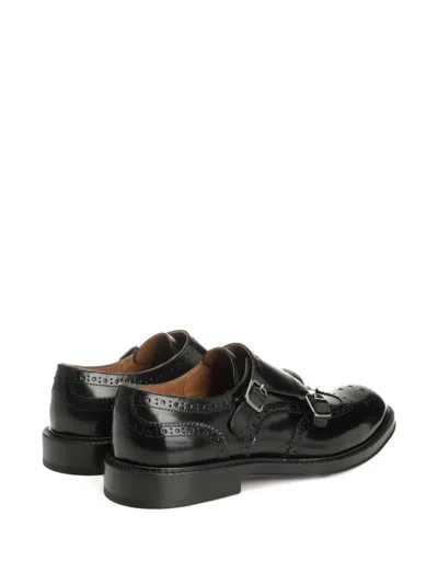 Corvari Double Monk Duilio Pelle Spazzolata Loafers Black In Black