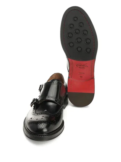 Corvari Double Monk Duilio Pelle Spazzolata Loafers Black In Black