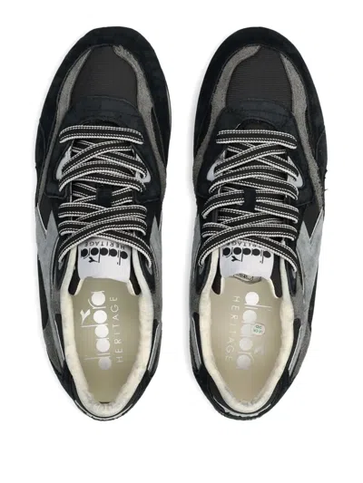Diadora Heritage Equipe Revenge Used Sneakers In Suede With Vintage Effect In Black