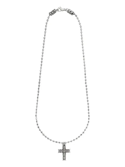 Emanuele Bicocchi Beaded Notre-dame Cross Chain Necklace In Metallic