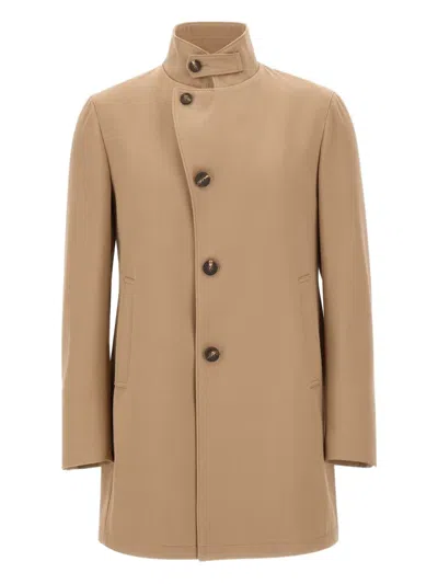 Tagliatore Gordon Buttoned Coat In Brown