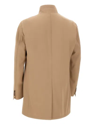 Tagliatore Gordon Buttoned Coat In Brown