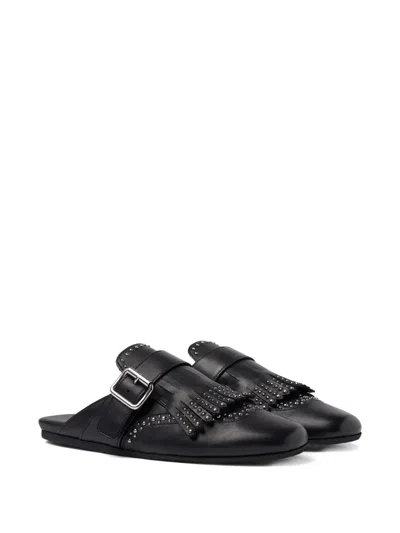 Scarosso Gaia Studded Mule Flat Shoes In Animal Print