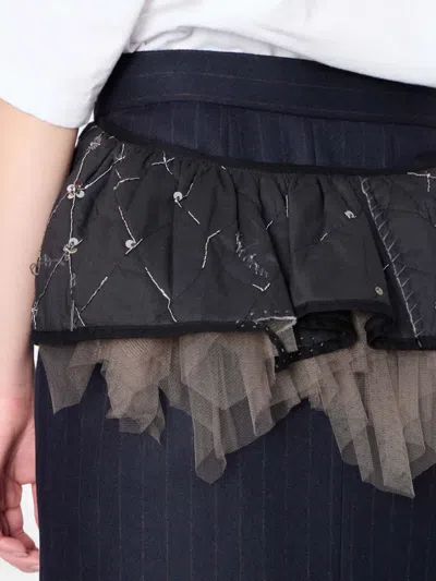 细条纹中长半身裙