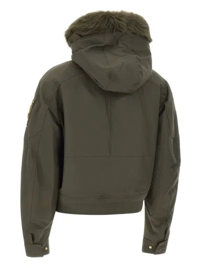 Moose Knuckles Fur-trimmed Logo-detail Bomber Jacket In Green