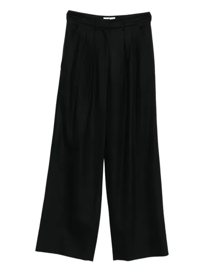 Pt Torino Cropped Wide-leg Trousers With Clean Waistband In Black