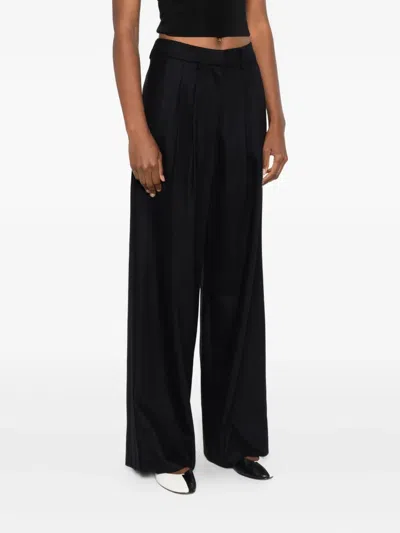 Pt Torino Cropped Wide-leg Trousers With Clean Waistband In Black