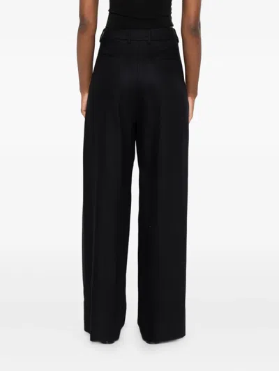 Pt Torino Cropped Wide-leg Trousers With Clean Waistband In Black