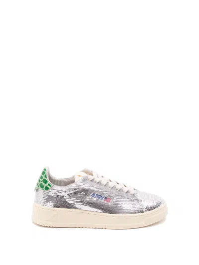 Autry Dallas Low Sneakers Featuring Crystals In Silver