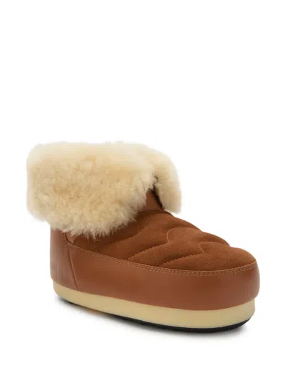 Moon Boot Evx Shearling-trimmed Leather And Suede Snow Boots In Brown
