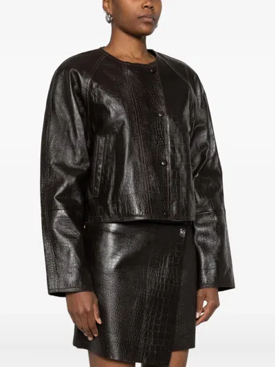 Stand Studio Leather Coat In Brown