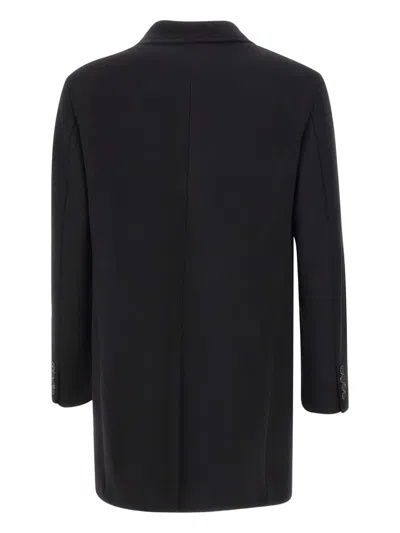 Manuel Ritz Notched Lapel Wool Coat In Black