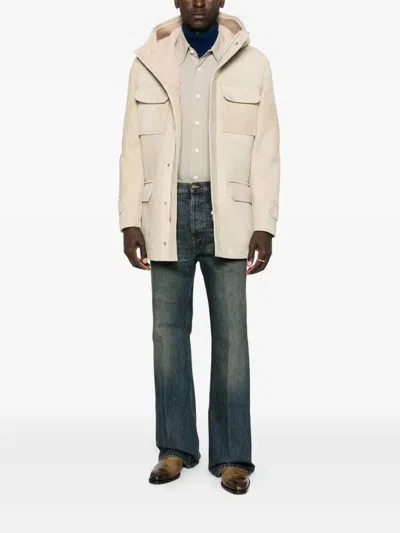 Husbands ポインテッドカラー シャツ In Neutral