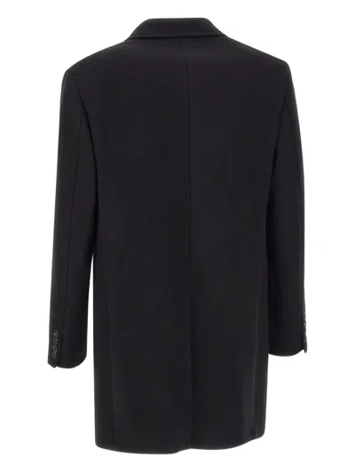 Manuel Ritz Notched Lapel Wool Coat In Black