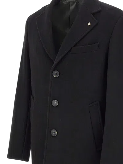Manuel Ritz Notched Lapel Wool Coat In Black