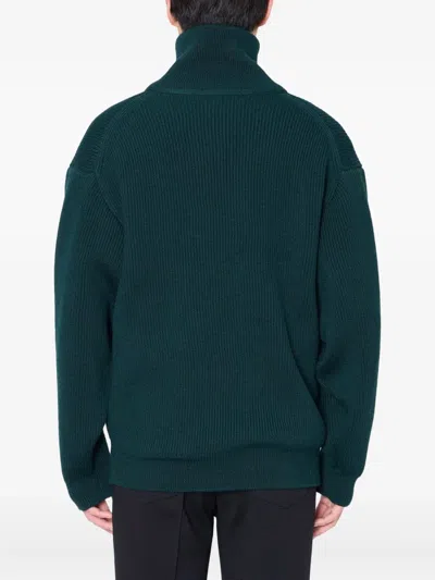 Kolor ハーフジップ リブニットセーター In Green