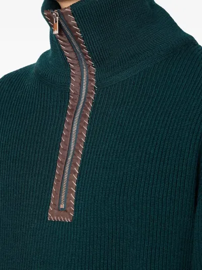 Kolor ハーフジップ リブニットセーター In Green