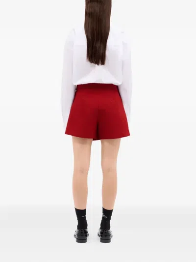 Msgm Button-fastening Wrap Shorts In Red