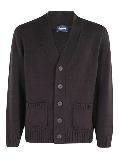 Drumohr Merino Wool Cardigan With Deep V-neck In Black