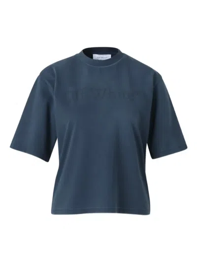 Off-white Round Neck T-shirt In Blue