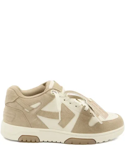 Off-white Low-top Sneakers With Suede And Calfskin Accents In Neutral