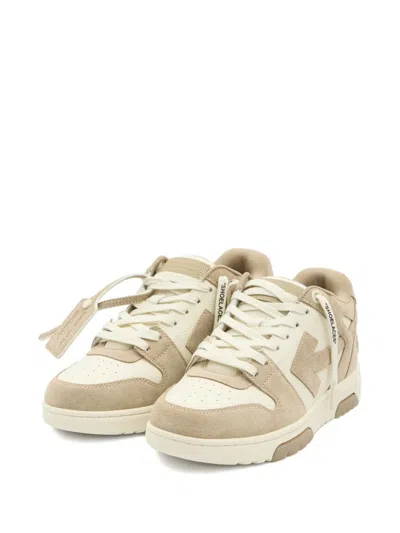 Off-white Low-top Sneakers With Suede And Calfskin Accents In Neutral