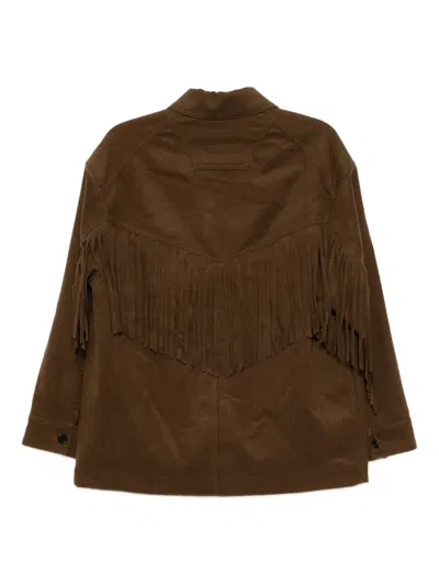 Juunj フリンジ スエードジャケット In Brown
