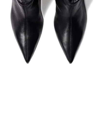 Scarosso Barbara Pointed-toe Ruched Boots In Black