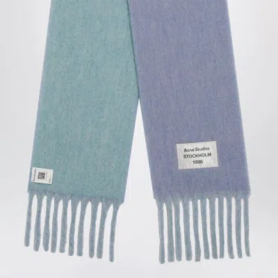 Acne Studios Bicolor Alpaca Scarf Fringed Edges In Purple