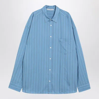 Acne Studios Striped Long Sleeve Button Up Shirt In Blue