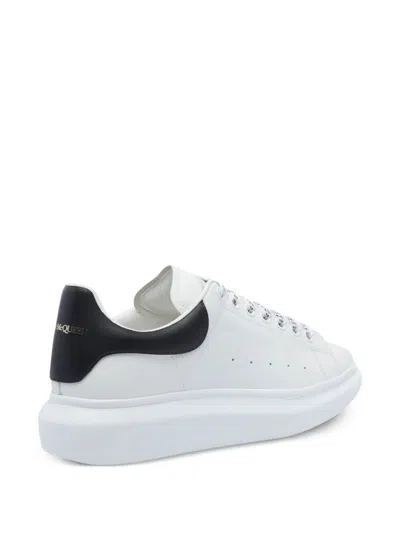 Alexander Mcqueen White Leather Sneakers With Black Leather Heel In White