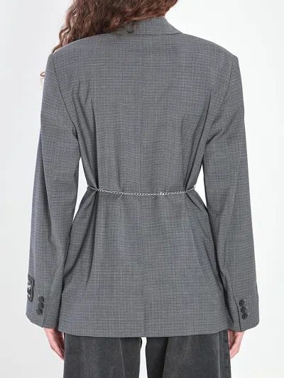Alexander Wang Tailored Blazer With Chain Belt And Check Pattern In Gray
