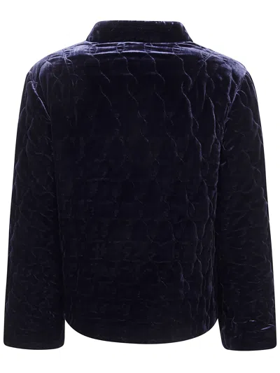 Aspesi Quilted Buttoned Jacket In Blue