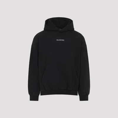 Balenciaga Relaxed-fit Cotton Hooded Sweatshirt With Design In Black