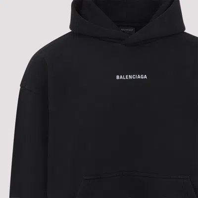 Balenciaga Relaxed-fit Cotton Hooded Sweatshirt With Design In Black
